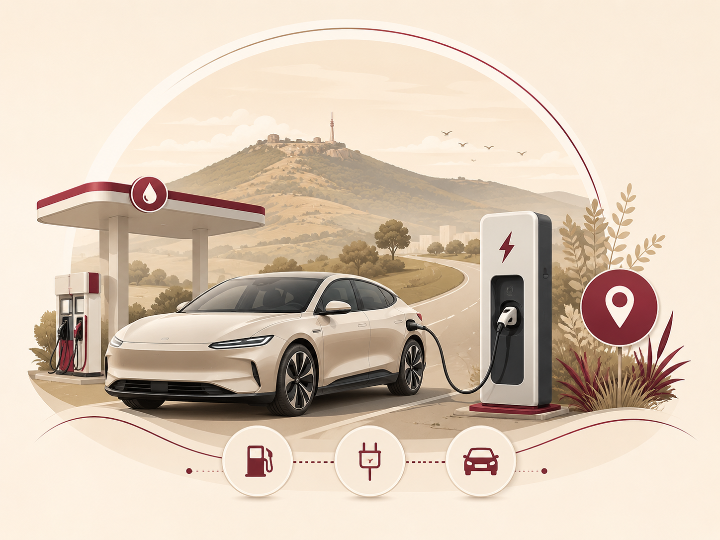Illustration of mobility and EV charging