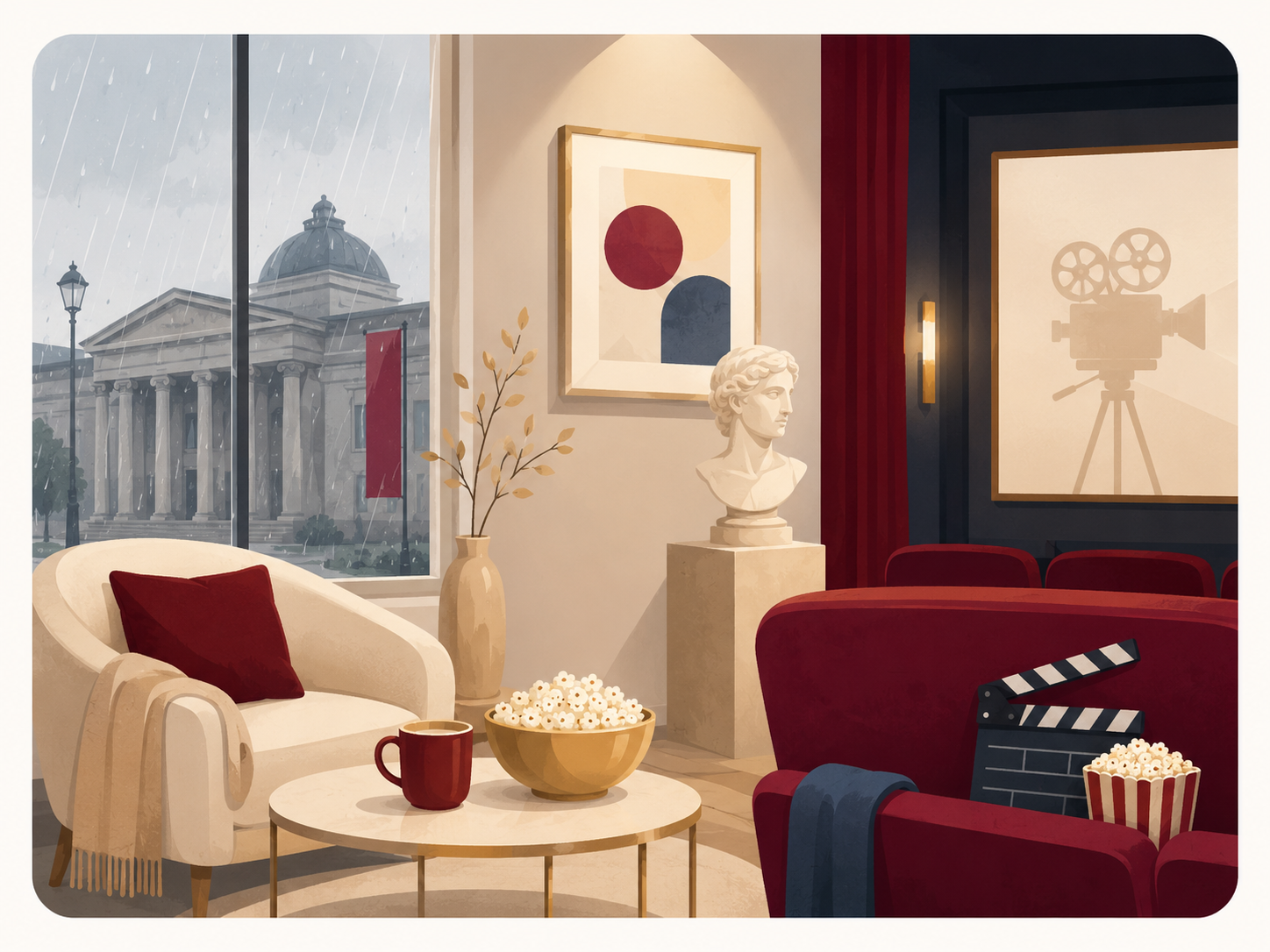 Illustration of rainy-day activities