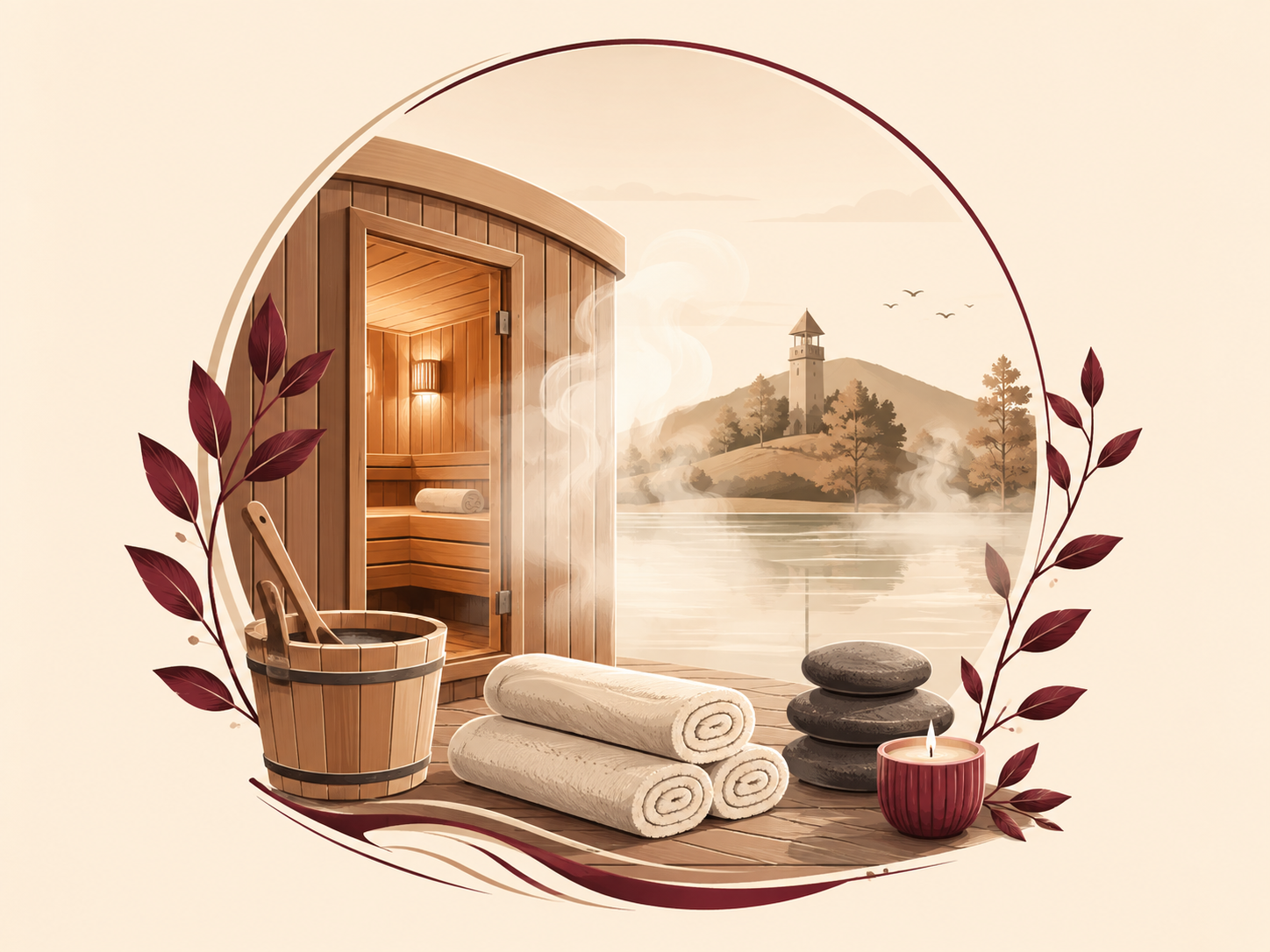 Illustration of wellness and sauna